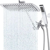 G-Promise All Metal 14 Inch Dual Shower Head with Handheld Combo, Rain Shower Head, Adjustable Extension Arm, Smooth 3-Way Diverter, 71 Inch Extra Long Hose - A Bathroom Upgrade (Chrome)