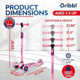 3-Wheel Kids Scooter - Lean-to-Steer Technology, Adjustable Height Handlebar, Wide Deck, Scooter for Boys & Girls Ages 3+, Child Safety Approved, Support Riders Up to 165 lbs, Purple and Pink