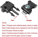5/8 Inch Compass Flint Scraper Fire Starter Whistle Buckle Paracord Bracelet Outdoor Camping Emergency Survival Travel Kits