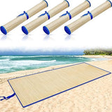 Qunclay 4 Packs Straw Beach Mat Waterproof Non Slip Straw Mat Foldable Lightweight Picnic Mat with Trim for Camping Sunbathing Picnic Floor Yoga