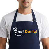 Personalized Aprons with Custom Name, Chef Apron for Cooking, Personalized Gifts Men, Apron Gifts Women with Pockets, Waterproof Chef Apron, Husband Dad Gifts for Christmas, Grill Gifts for Men