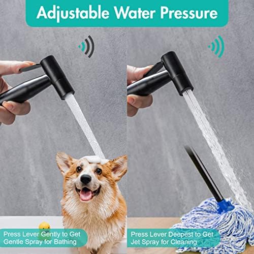 BARROCK Handheld Bidet Sprayer for Toilet, Stainless Steel Metal Made Baby Cloth Diaper Spraying Kit, Bathroom Toilet Bidet Attachment Set for Bathing Pets and Feminine Hygiene, Matte Black