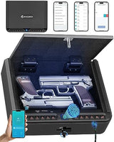 BILLCONCH Gun Safe for Handgun - Biometric Gun Safe 4 Ways Quick Access with Fingerprint/Full-digital Keypad/Key/APP Lock Handgun Pistol Safe for Nightstand Bedside Home