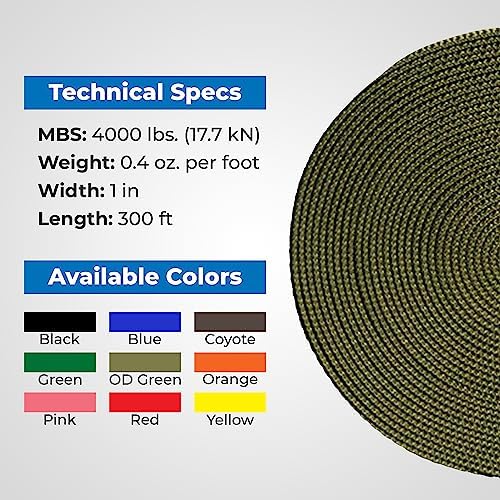 Rock-N-Rescue Professional Grade Nylon Tubular Webbing - Heavy-Duty 1-inch, Rescue Equipment for Mountaineering Rappelling Arborist Safety Gear, Firefighting and Rescue Gear