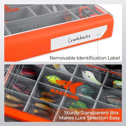 KastKing HyperSeal Waterproof Tackle Box, Waterproof 3600 and 3700 Tackle Trays, Fishing Tackle Box Organizer with Removable Dividers, Lure Box and Terminal Tackle Storage