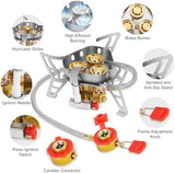 WADEO 6800W Windproof Camping Gas Stove, Small Camping Stove with Piezo Ignition, 1LB Propane Tank Adapter, Butane Adapter for Outdoor Cooking, Picnic, Camping and Hiking