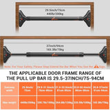 Sportneer Pull Up Bar: Strength Training Chin up Bar without Screws - Adjustable 29.5''-37'' Width Locking Mechanism Pull-up Bar for Doorway - Max Load 440lbs for Home Gym Upper Body Workout, Non-slip