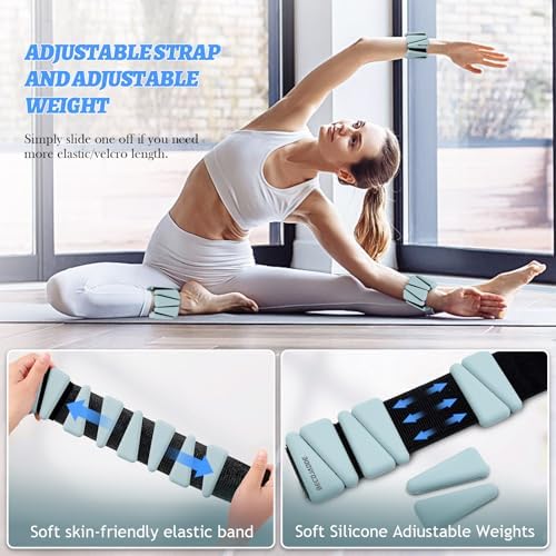 Wrist Ankle Weights Set of 2(1 lb/2 lbs Each) Adjustable Weights Training Intensity for Strength Training Walking Running Yoga Pilates Jogging for Women Men