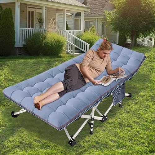 79" L x 32" W x 18" H Oversize XXL Camping Cot with Comfortable Mattress for Adults Extra Wide Cots for Sleeping Folding Cot Camping Bed Heavy Duty with Carry Bag for Home Office Outdoor