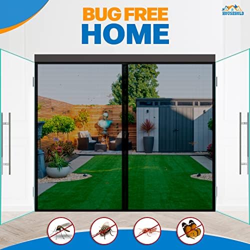 Magnetic Screen Door for 72"x80" French Door, Durable Fiberglass Double Door Screen Mesh Curtain Fits Door Opening up to 70" x79‘’ Keep Bugs Out