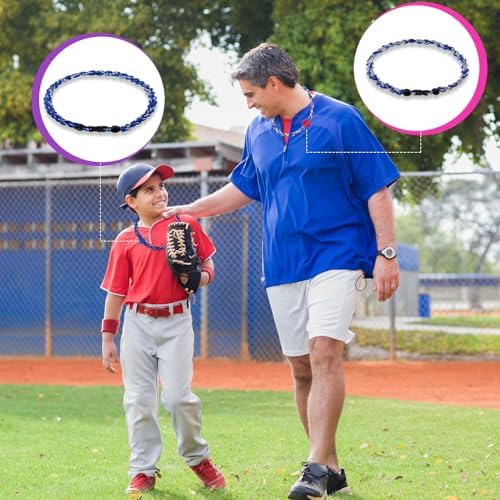 Junkin Baseball Necklaces Three Braided Rope Titanium Necklace for Team Gifts Boys Men Player Softball Fans Sports