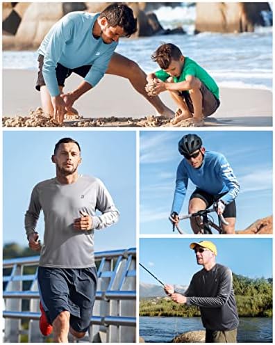 Roadbox Mens UPF 50+ UV Sun Protection Shirts Outdoor Long Sleeve SPF Rash Guard for Fishing Hiking Swimming Running
