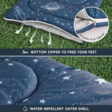 Wake In Cloud - Kids Sleeping Bag for Boys Toddlers, Camping in Warm Cold Weather, Backpacking Lightweight Compact Outdoor Liner for 3 Seasons Summer Spring Fall