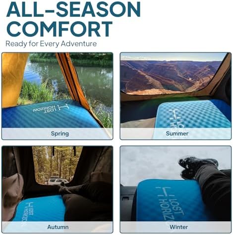 LOSTHORIZON Air & Foam Camping Mattress, Self-Inflating Sleeping Pad, 4.5" Thick, with Pump Sack, Cot