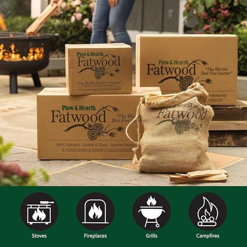 Plow & Hearth 40 LBS Fatwood Fire Starter Sticks, Organic Resin Rich Kindling Sticks for Wood Stoves Fireplaces Campfires Fire Pits, Non Toxic Natural Fire Sarters