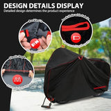 Bike Cover Waterproof Outdoor Storage for 1 Bike, Bicycle Cover Rain Sun UV Dust Wind Proof with Storage Bag for Mountain Road Bike/Ebike (420D Black+Red, XL Size for 1 bike)