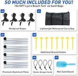 Beach Tent Pop Up Shade Canopy Sun Shelter UPF50+ with 4 Stability Poles/Carry Bag/Ground Pegs/Sand Shovel/Windproof Ropes Portable Outdoor Family Sunshade for Beach Camping(Navy Blue,10×10FT)