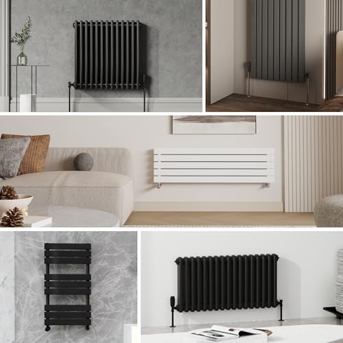 VANCOCO Anthracite Grey Thermostatic Radiator Valves 15mm (TRV) with Lockshield, 1/2"×15mm Angled Radiator Thermostat Valve, H62 Brass, Energy Saving Modern TRV for Central Heating Syetem