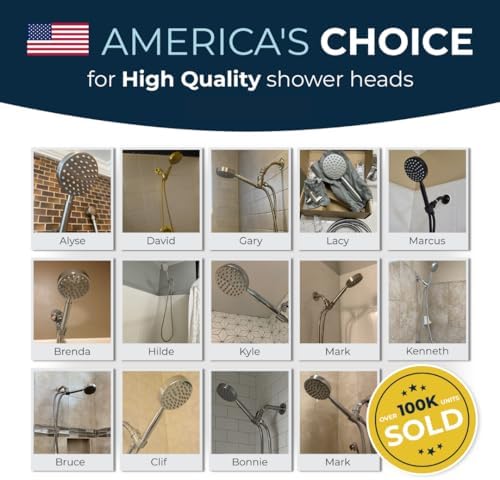 HammerHead Showers® ALL METAL Handheld Shower Head with Hose and Brass Holder - CHROME - 2.5 GPM High Pressure Shower Heads with Adjustable Shower Wand Bracket - 6ft Flexible Extension