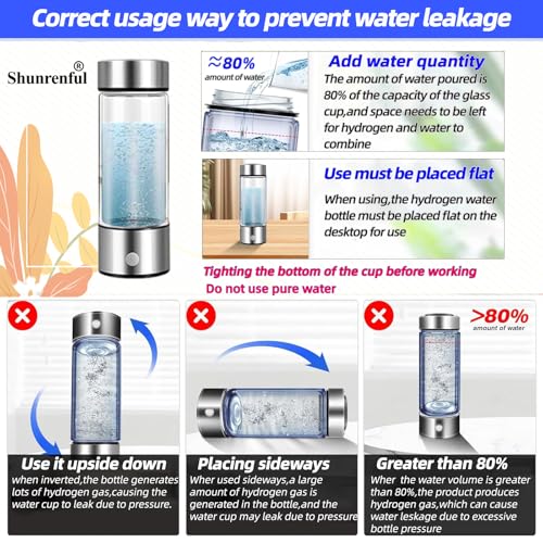 Hydrogen Water Bottle Generator, Portable Hydrogen Water Ionizer Machine Rechargeable,Hydrogen Rich Water Glass Health Cup for Travel 420ml Gift for Friends/Women/Men/Mom/Father/Grandpa/Grandma