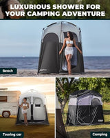 KingCamp Camping Shower Tent, Instant Portable Privacy Shelter, 1/2 Room Large Outdoor Toilet Tent with Floor, Water-Resistant, Windproof & Easy Setup for Beach, Camping & Hiking