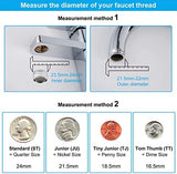 Hibbent NSF/ANSI/CAN 61 Certified Faucet Aerator, Kitchen Sink Aerator, 2 Water Flow CUPC Certification 360-degree Swivel Faucet Extender, 55/64 Inch Female Thread, Water Saving-Chrome Finish