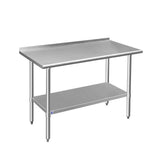 ROCKPOINT Stainless Steel Table for Prep & Work with Backsplash 24x48 Inches, NSF Metal Commercial Kitchen Heavy Duty Table with Adjustable Under Shelf and Table Foot for Restaurant, Home and Hotel