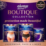 Always Discreet Boutique Incontinence and Postpartum Underwear for Women, Maximum Protection, Small/Medium, Black, 20 Count