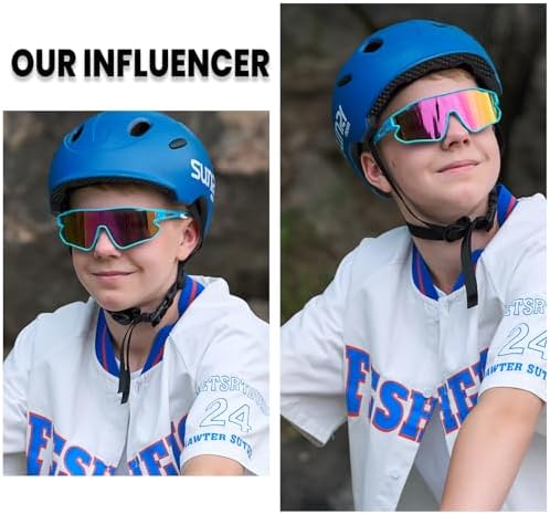 DUCO Kids Sunglasses Youth Baseball Sun Glasses Lightweight TR90 Frame UV400 Sports Cycling Shades for Boys Girls DK268