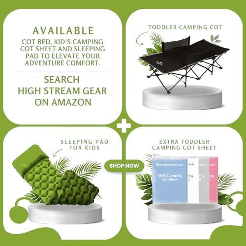 Kids Sleeping Pad for Camping and Sleepovers with Pillow, Inflatable Camping Mattress for Backpacking & Travel, Thick Toddler Cot Mat, Fast Inflating Camping Sleeping Pads for Kids