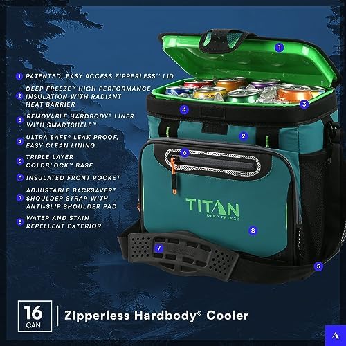 Arctic Zone Titan Deep Freeze Cooler - Zipperless Hardbody Cooler - Small & Large Capacity- Beach & Camping Cooler - Deep Freeze Insulation, HardBody Liner, and SmartShelf