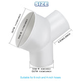 Enenes Duct Splitter Reducer, 3 Way Duct Connector for Exhaust Fan Dryer Vent Hose 6 Inch to 4 Inch to 4 Inch Dia Come With 3 Pieces Stainless Steel Hose Clamps (6 Inch-4 inch - 4 Inch)