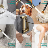 BARROCK Handheld Bidet Sprayer for Toilet, Stainless Steel Metal Made Baby Cloth Diaper Spraying Kit, Bathroom Toilet Bidet Attachment Set for Bathing Pets and Feminine Hygiene, Brushed Brass Gold
