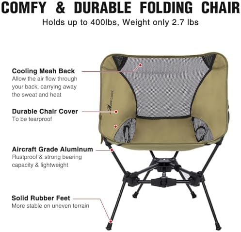 MOON LENCE Portable Camping Chair Backpacking Chair - The 4th Generation Ultralight Folding Chair - Compact, Lightweight Foldable Chairs for Hiking Mountaineering, Beach