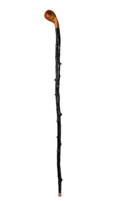 Imported Shillelagh Wooden Irish Walking Stick, Handcrafted 100% Blackthorn Lightweight Wood Cane, Handles All Unique, Black High Gloss Lacquered, Made in Ireland 36"