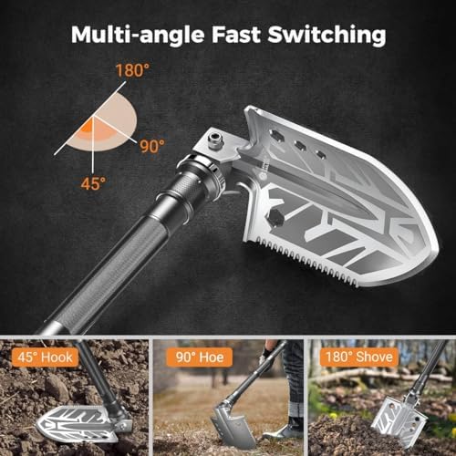 Sahara Sailor Unbreakable Tactical Shovel-180 Degree Folding Shovel-Camping Shovels - 23 in 1 Survival Gear and Equipment Multifunctional Camping Gear Survival Tools for Caping Hiking