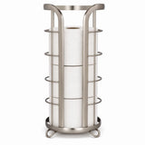 BROOKSTONE Toilet Paper Holder Stand Reserve - Free Standing Toilet Paper Stand with Storage that Holds Mega Rolls, Standing Bathroom Tissue Organizer, Bathroom Decor - Modern Storage Holder, Nickel
