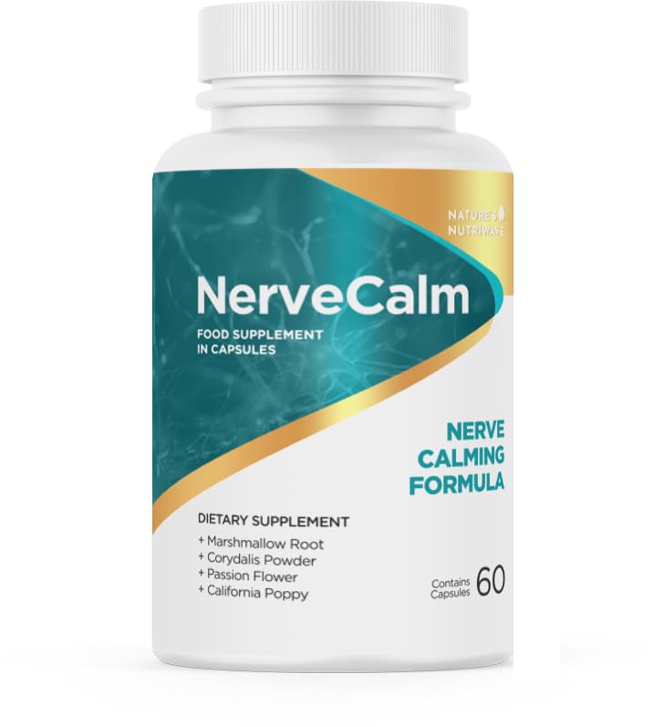 NerveCalm – Natural Calm Supplement | Herbal Blend with Passion Flower, Prickly Pear & California Poppy | Vegan Capsules, Non-GMO, 1 Month Supply | Made in USA