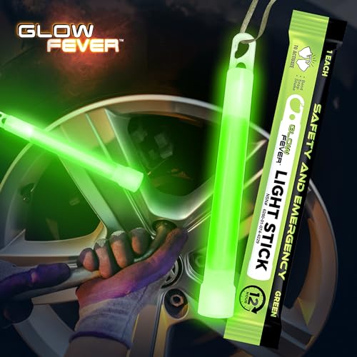 Glow Fever Emergency Safety Military Grade Glow Sticks, 30pcs 6'' Lightsticks, Light Up Ultra Bright with 12 Hours Duration. for Hiking Party Camping Blackouts Hurricane Shelter Survival Kit (Green)