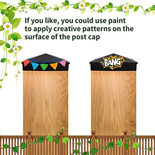 Azdele 6x6 Aluminum Pyramid Post Caps Cover for 6x6 Nominal Wood Post(Actual 5.5" x 5.5" Wood Post), with Matte Finish Powder Coated Surface, for Fences Wood Post of Decks or Corridors(Black, 4Pack)