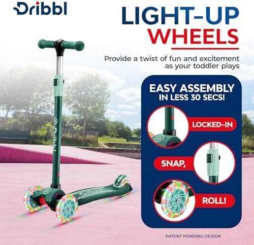 3-Wheel Kids Scooter - Lean-to-Steer Technology, Adjustable Height Handlebar, Wide Anti-Slip Deck, Scooter for Boys & Girls Ages 3+, Child Safety Approved, Support Riders Up to 165 lbs, Aqua