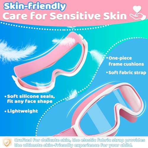 Vvinca Kids Goggles with Comfort Fabric Strap, Kids Swim Goggles Wide View Anti-Fog/UV No Leaking Swimming Goggles for 3-14