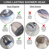 Aqua Elegante High Pressure Showerhead Brushed Nickel - Best Wall Mount, Bathroom, RV Shower Head For Low Flow Showers, 2.5 GPM - Brushed Nickel