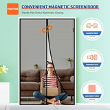 MAGZO Magnetic Screen Door Fit Door Size 72 x 80 Inch, Screen Size 74" x 81" French Door Screen with Full Frame Hook&Loop Black