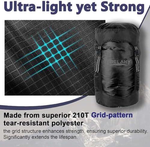 Frelaxy Compression Sack, 40% More Storage! 11L/18L/30L/45L/52L Compression Stuff Sack, Water-Resistant & Ultralight Sleeping Bag Stuff Sack - Space Saving Gear for Camping, Hiking