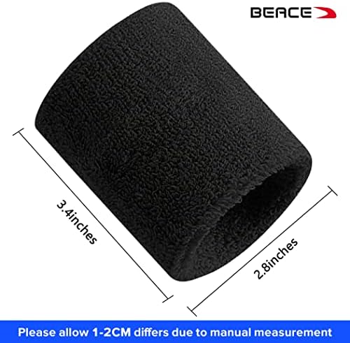 BEACE Sweatbands Sports Wristband for Men & Women -8pcs Moisture Wicking Athletic Cotton Terry Cloth Sweatband for Tennis, Basketball, Running, Gym, Working Out