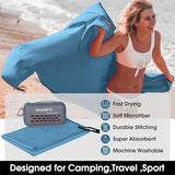 4Monster Camping Towel Super Absorbent, Quick Dry Microfiber Travel Towel, Fast Drying Ultra Soft Compact Gym Towel for Hiking Swimming Beach Yoga Travel Sports Backpack (Marine Blue, 59.00" x 30.00")