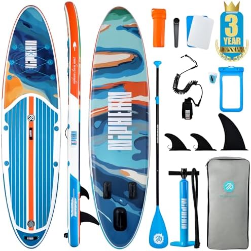 Niphean Inflatable Stand Up Paddle Board with SUP Accessories, Anti-Slip EVA Deck, 10’6’’ Inflatable Paddle Boards for Adults & Youth of All Skill Levels