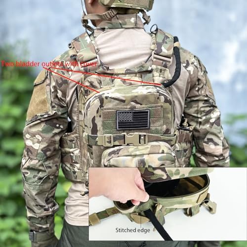 Tactical Mini Molle Hydration Pack,Molle Hydration Carrier with IFAK Pouch&US Flag&Med Patch,Hydropack for 2L Water Bladder