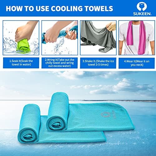 [4 Pack] Cooling Towel (40"x12"),Ice Towel,Soft Breathable Chilly Towel,Microfiber Towel for Yoga,Sport,Running,Gym,Workout,Camping,Fitness,Workout & More Activities (Grey/Green/Pink/Lake Blue)